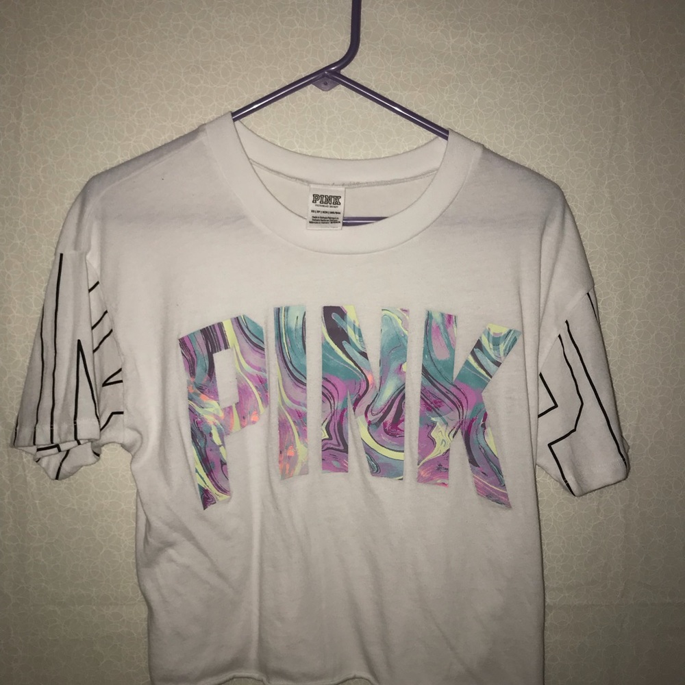 MOVING! MUST GO! VS PINK marble tie dye crop top